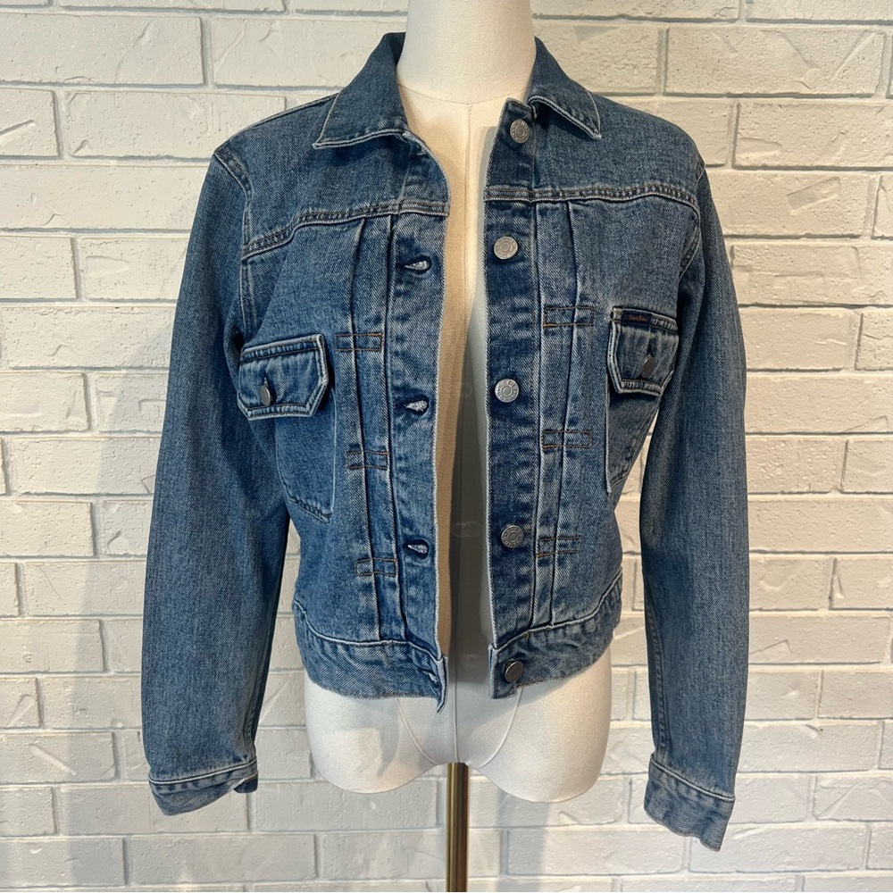 Vintage 90s Guess Blue Denim Cropped Jean Jacket Womens M